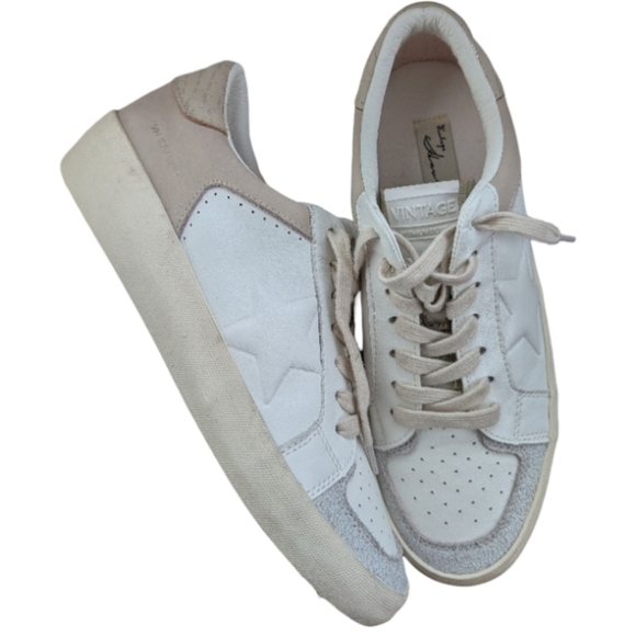 Vintage Havana Star White Leather Platform Sneakers Distressed Size 11 - Picture 1 of 14